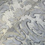 M1231 Gray silver gold crashed foil victorian damask Wallpaper