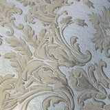 M1233 Murella Ivory silver tan gold metallic Victorian damask Wallpaper