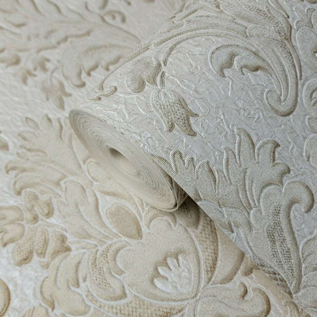 M1239 Zambaiti Ivory cream beige gold Victorian damask Wallpaper ...