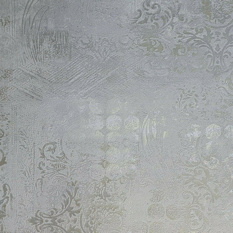 M1263 Zambaiti Worn Vintage damask pattern Gold Gray Wallpaper