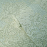 M2064 Embossed green beige gold Victorian damask Wallpaper