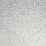 M2074 Embossed beige gray silver Victorian damask Wallpaper 