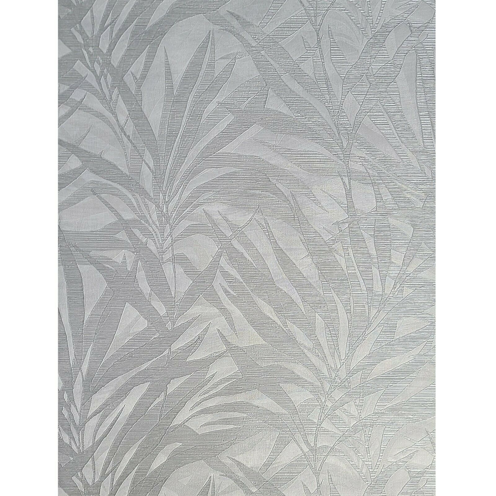 M23001 Floral Gray Silver palm tree leaves branches Wallpaper 