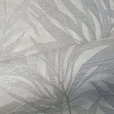 M23001 Floral Gray Silver palm tree leaves branches Wallpaper