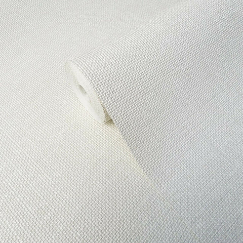 M23017 White plain faux fabric vinyl textured Wallpaper