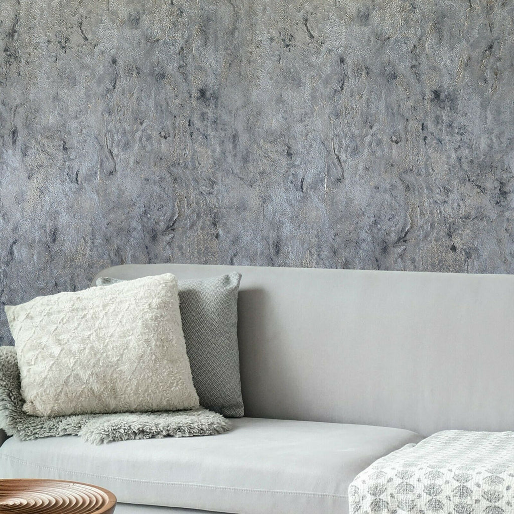 M23028 Rustic Gray silver gold faux stone plaster imitation Wallpaper ...