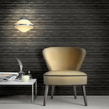 M23055 Zambaiti Industrial charcoal gray black plain stria lines textured Wallpaper