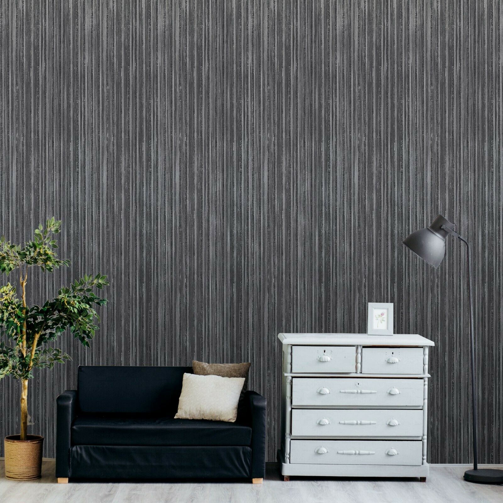 M23055 Zambaiti Industrial charcoal gray black plain stria