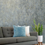M41343 Modern Grayish blue gold metallic wallpaper textured faux plaster