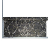M5119 Bronze Gray gold Victorian damask faux fabric Wallpaper 