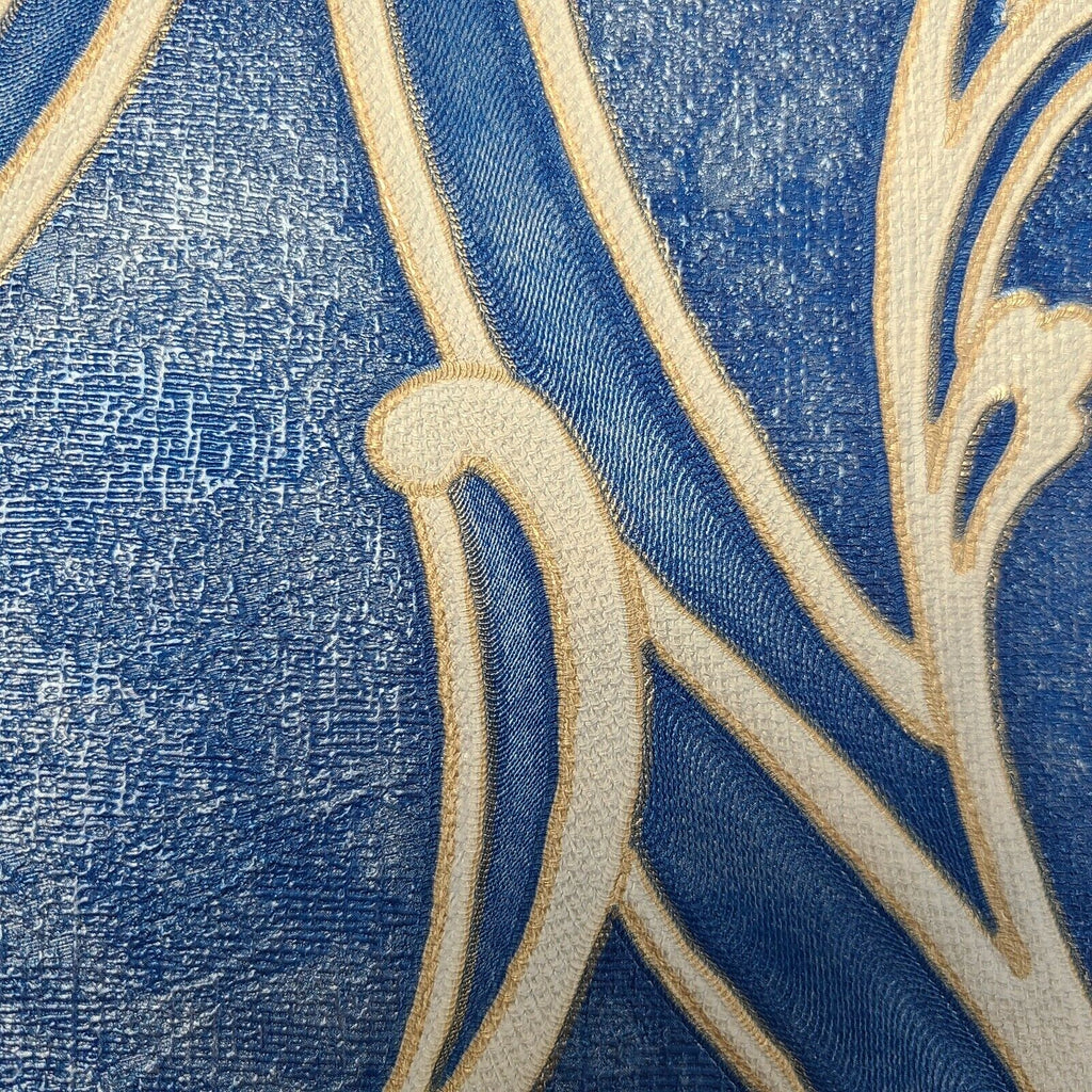 M5123 Royal blue beige gold Victorian damask 3D Wallpaper ...