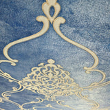 M5123 Royal blue beige gold Victorian damask 3D Wallpaper 