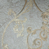 M5603 Gray bronze Victorian damask faux concrete plaster Wallpaper 
