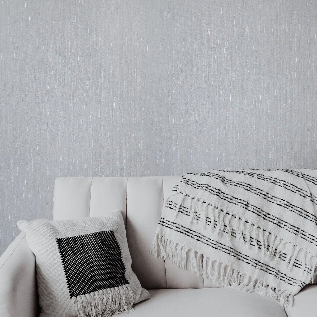 Z66842 Modern Gray Silver metallic faux fabric textured stria lines te ...