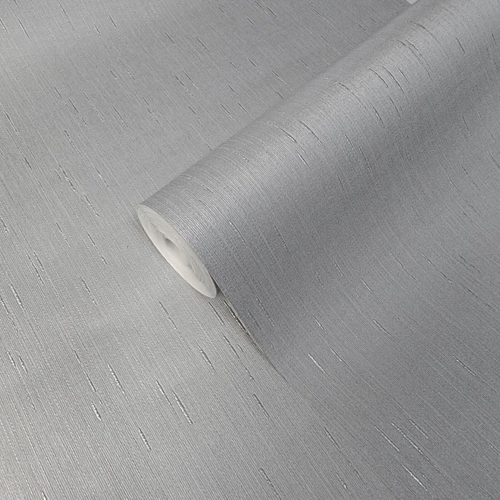 Z66842 Modern Gray Silver metallic faux fabric textured stria lines te ...