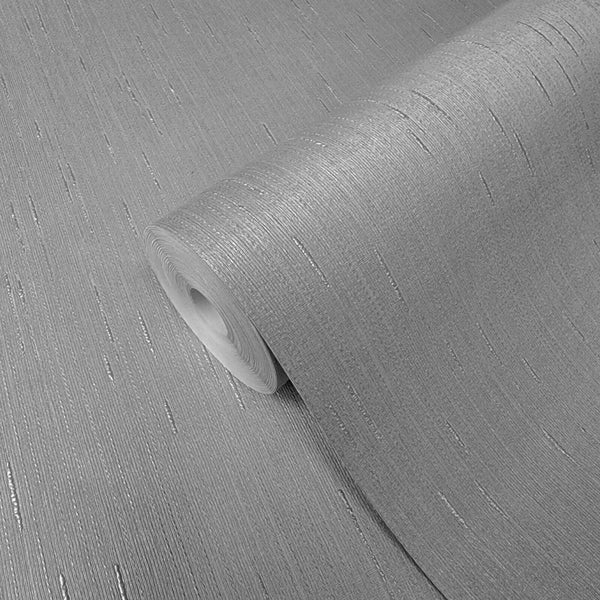 Z66842 Modern Gray Silver metallic faux fabric textured stria lines te 