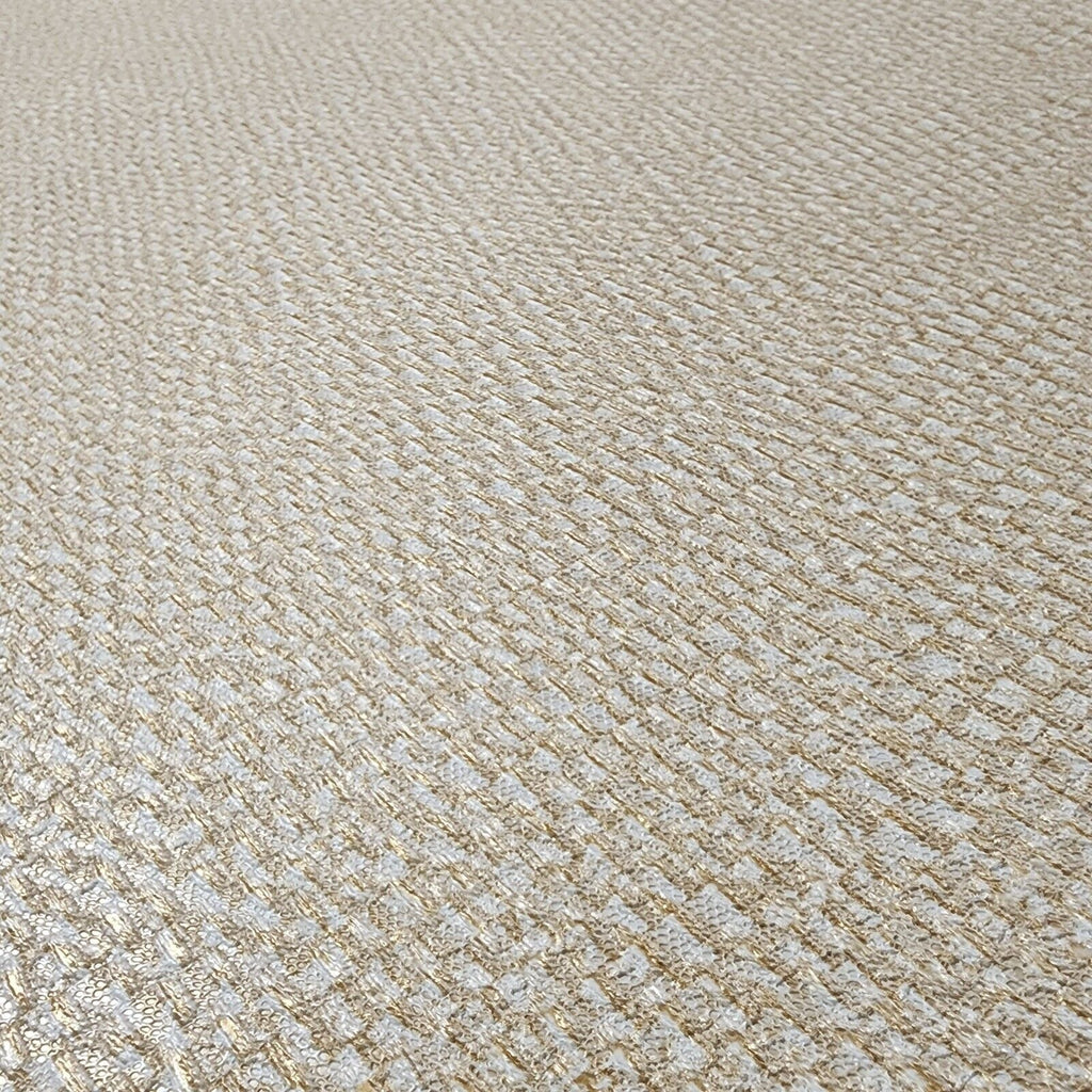 Z3443 Modern ivory off white gold Metallic faux woven fabric textured ...