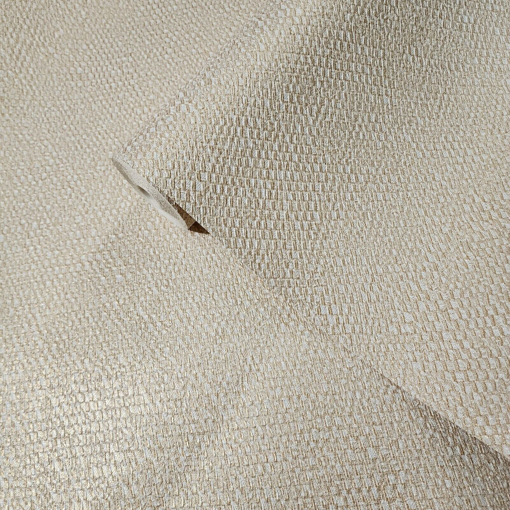 Z3443 Modern ivory off white gold Metallic faux woven fabric textured ...