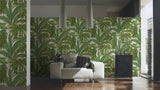 96240-5  Palm Banana Leaves Leaf White Green Wallpaper