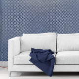 700068 Portofino non-woven Wallpaper navy blue silver Metallic monogram