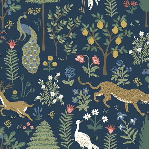 RP7304 Rifle Paper Co. Second Edition Blue Wallpaper MENAGERIE