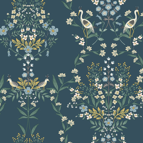 RP7331 Embossed Floral Blue Wallpaper LUXEMBOURG