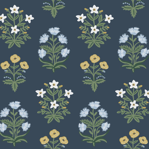 RP7351 Floral Blue Textured Wallpaper MUGHAL ROSE