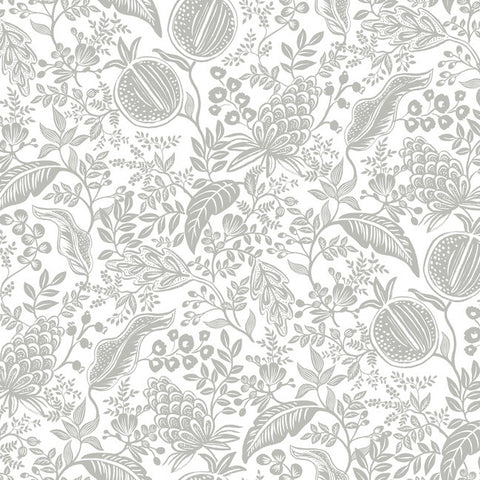 RP7387 Floral White Gray Wallpaper Textured POMEGRANATE