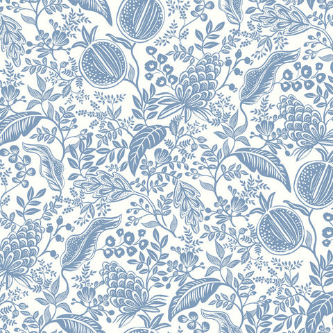 RP7390 Floral White Blue Wallpaper Textured POMEGRANATE