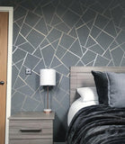 WMFD4228301 Contemporary Wallpaper Gray Bronze Metallic geometric textured - wallcoveringsmart