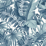 Alfresco leaves Palm Leaf Wallpaper White navy blue Jungle Tropical 2744-24133