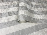 300062 Striped Wallpaper White Gray Silver faux caw skin Animal fur Textured