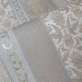 Z5535 Striped wallpaper beige blue tan faux fabric Victorian damask textured