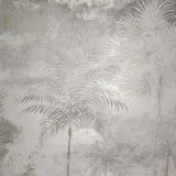 Z44906 Tan gold metallic floral tropical palm leaves faux concrete textured wallpaper