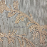 Z5525 Taupe cream floral damask faux plaster wave lines textured wallpaper