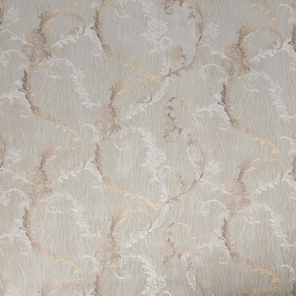 Z5525 Taupe cream floral damask faux plaster wave lines textured wallp ...