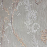 Z5525 Taupe cream floral damask faux plaster wave lines textured wallpaper