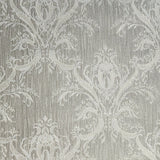 M50034 Victorian Taupe brown brass gold metallic damask faux fabric textured Wallpaper