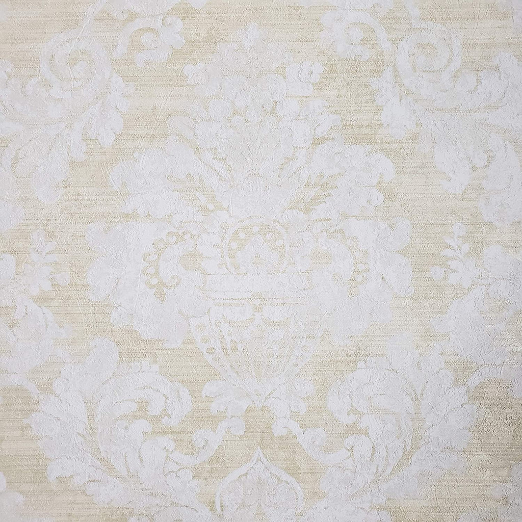 75904 Portofino Victorian gold off white matt damask Wallpaper ...