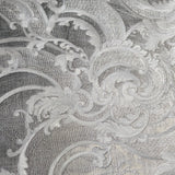 M53014 Victorian Wavy Damask gray silver gold metallic textured faux fabric Wallpaper