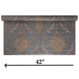Z47029 Victorian dark gray brass purple gold metallic ogee damask textured Wallpaper 3D