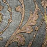 Z47029 Victorian dark gray brass purple gold metallic ogee damask textured Wallpaper 3D