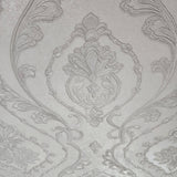 Z47035 Victorian white floral ogee damask textured Wallpaper Embossed wallcoverings 3D