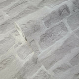 WM35580401 Matt gray faux concrete stone brick Wallpaper 