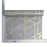 WM36928101 Geometric gray gold metallic faux plaster Wallpaper