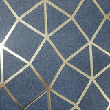 WM4256001 Geometric trellis triangles lines navy blue gold Wallpaper