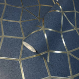 WM4256001 Geometric trellis triangles lines navy blue gold Wallpaper