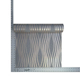 WM4256801 Geometric wave lines gray bronze metallic Textured Wallpaper