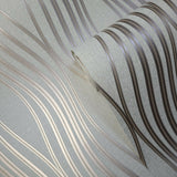 WM4256901 Geometric wave lines off white bronze Wallpaper
