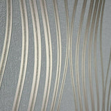 WM4256901 Geometric wave lines off white bronze Wallpaper